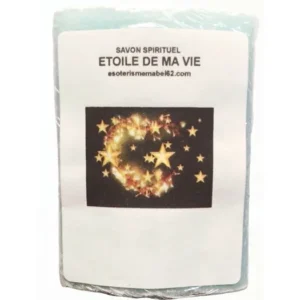 Etoile de ma vie. Ce savon rectangle de 100g environ est 100% naturel et à base d’huile d’olive aux propriétés adoucissantes et protectrices. Ce savon est adapté à toutes les peaux. Savon artisanal fabriqué en France. Savon de grande qualité à frictionner tous les jours de la tête aux pieds, laissez agir en récitant l’invocation de votre Saint et rincez sous la douche.