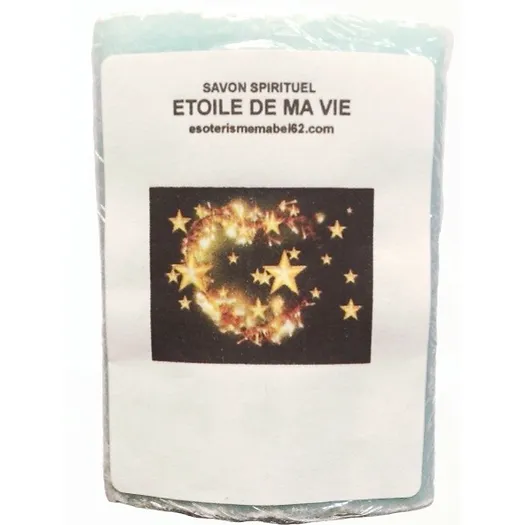 Etoile de ma vie. Ce savon rectangle de 100g environ est 100% naturel et à base d’huile d’olive aux propriétés adoucissantes et protectrices. Ce savon est adapté à toutes les peaux. Savon artisanal fabriqué en France. Savon de grande qualité à frictionner tous les jours de la tête aux pieds, laissez agir en récitant l’invocation de votre Saint et rincez sous la douche.